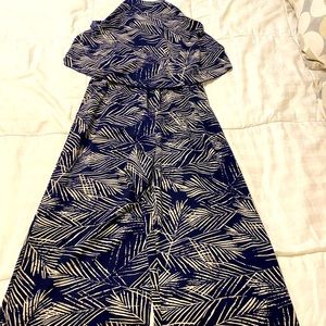 Fabrik jumpsuit blue palm fronds